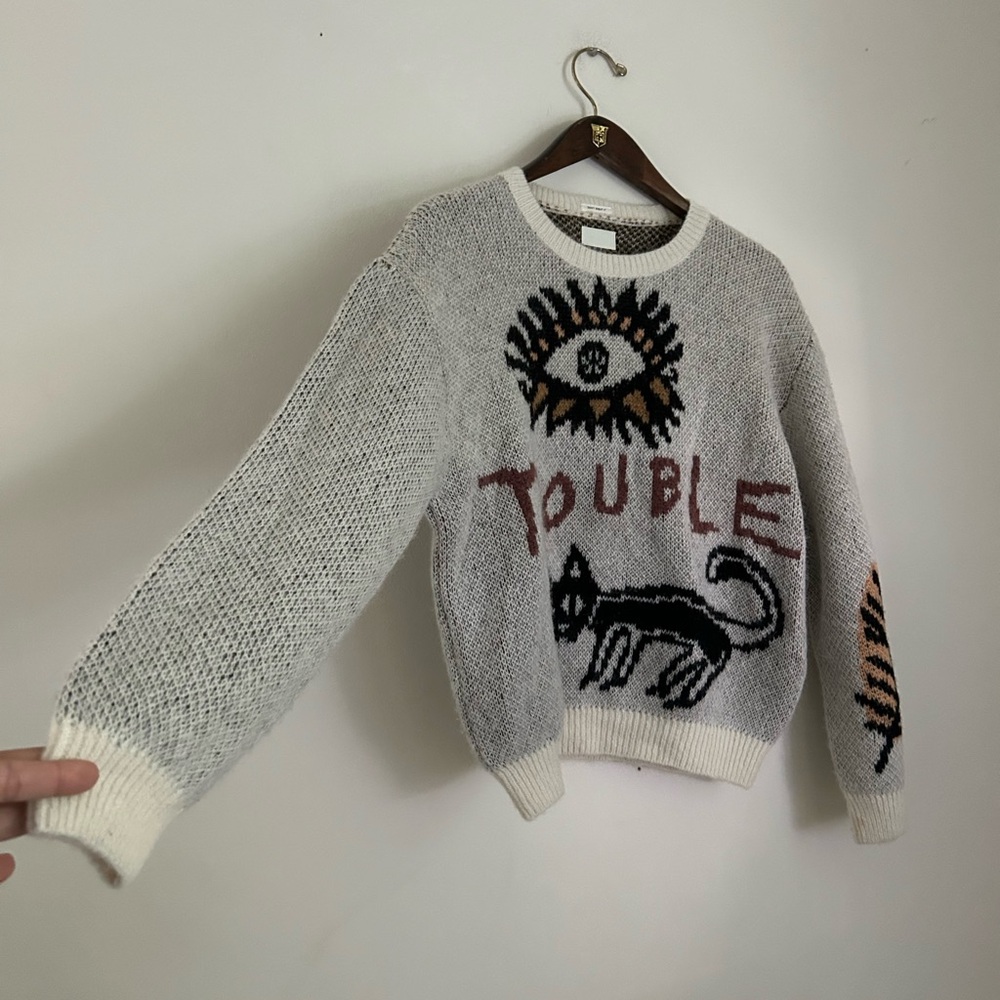 Mother The Jumper Printed Alpaca Crewneck Sweater - Picture 3 of 7